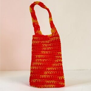 Handmade Crochet Phone Mini Hand Bag Orange Yellow